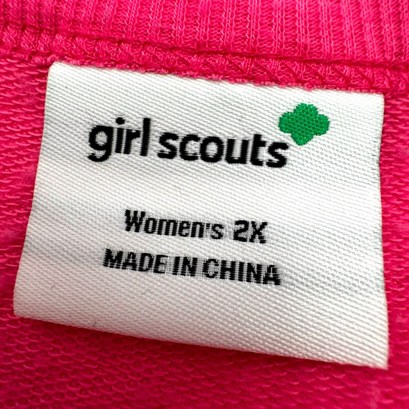 GIRL SCOUTS Women's 2X Neon Pink Puff Lettering Pullover Lounge Sweatshirt Cozy - Picture 4 of 8
